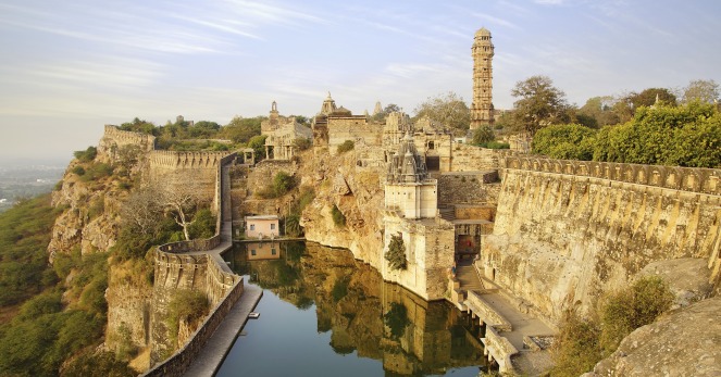 The Chittor Fort, one of the largest forts in India, Mewar Kingdom.  Maharana Udai Singh II, 